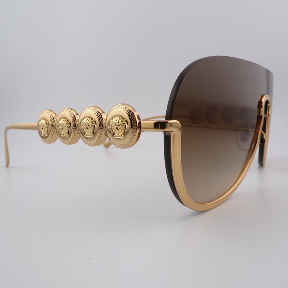 VERSACE Gold Gradient Semi Rimless Shield Shades, Medusa Logo Single Lens VE2215 main image 14